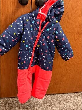 Roxy Multicolor Star Infant Snowsuit in Navy and Coral